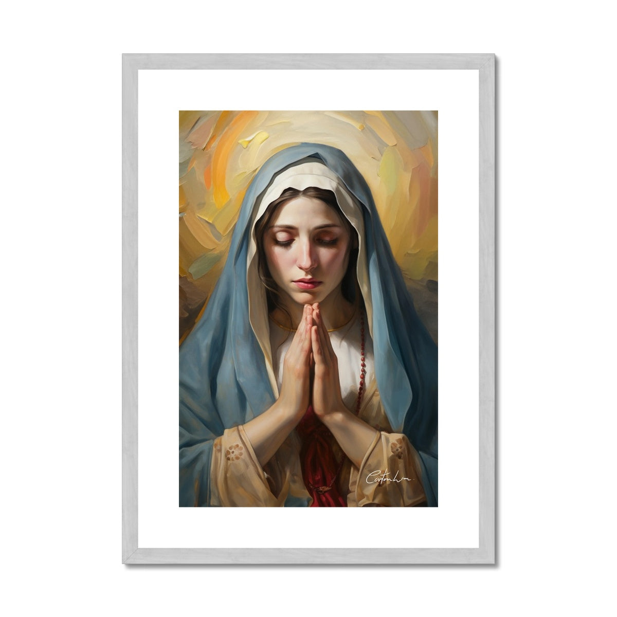 Mary's Devotion Antique Framed & Mounted Print
