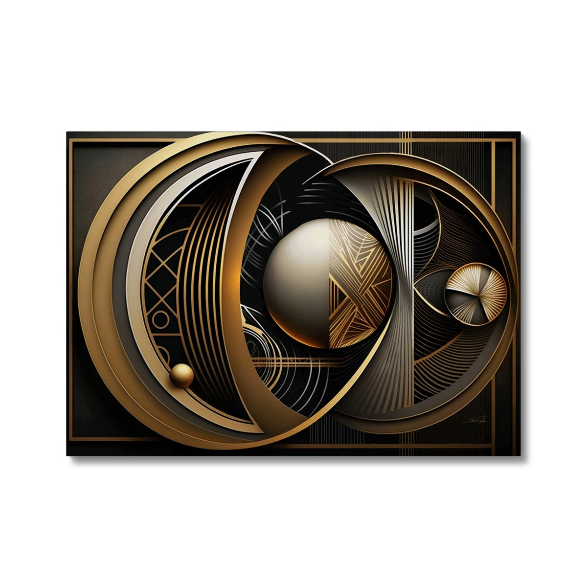 Golden Geometry  Framed Canvas