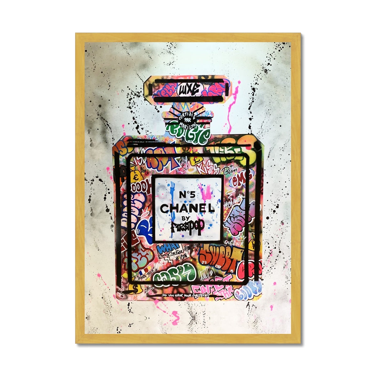 Chanel No 5 Graffiti Antique Framed Print