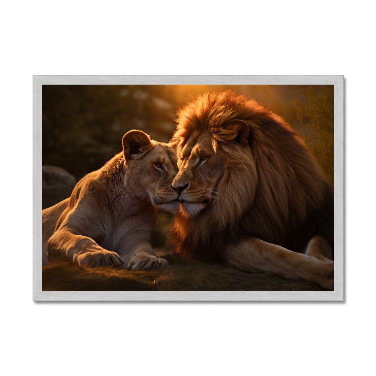 The Lion's Bond Antique Framed Print