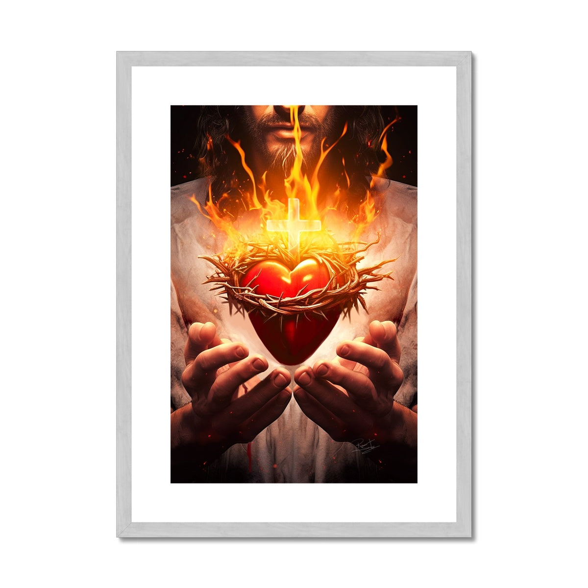 Heart of Divine Love Antique Framed & Mounted Print