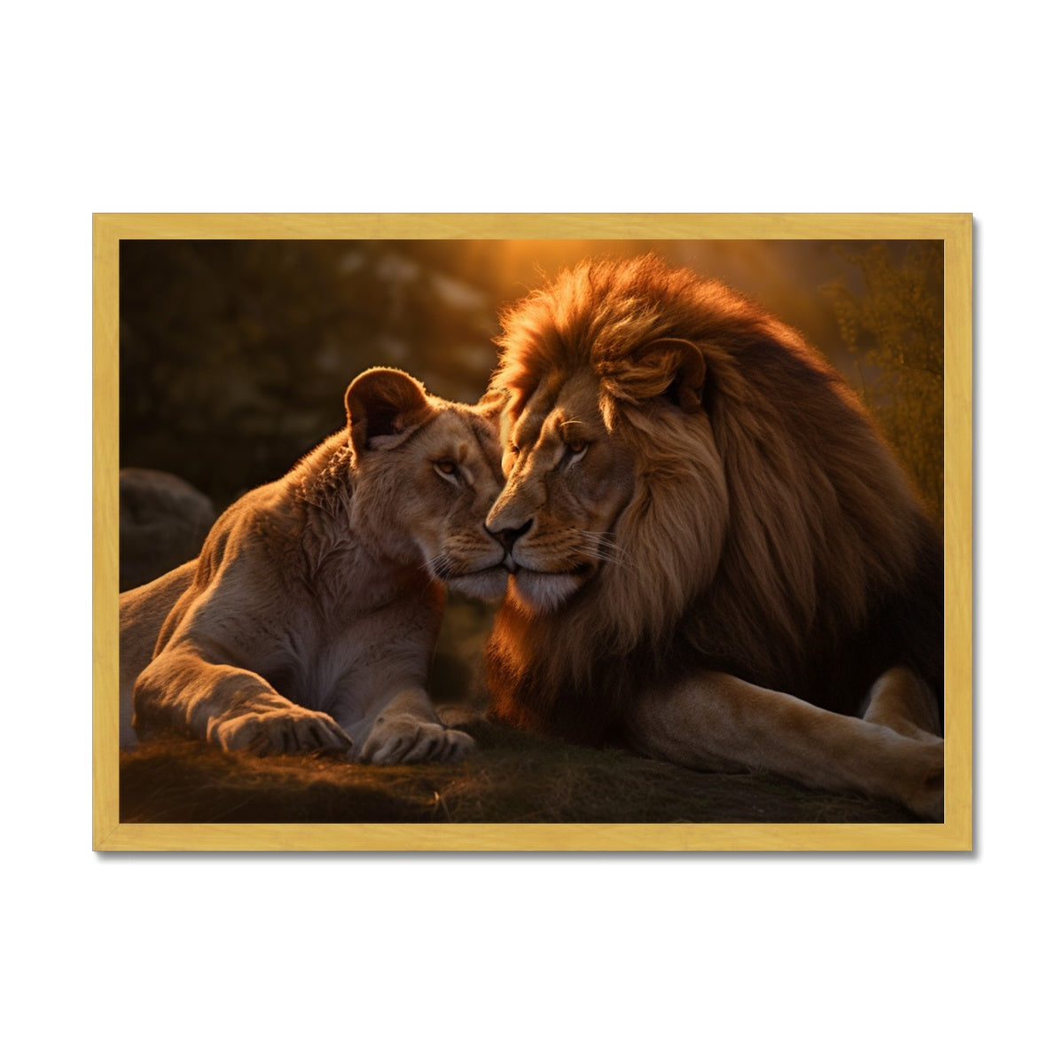 The Lion's Bond Antique Framed Print