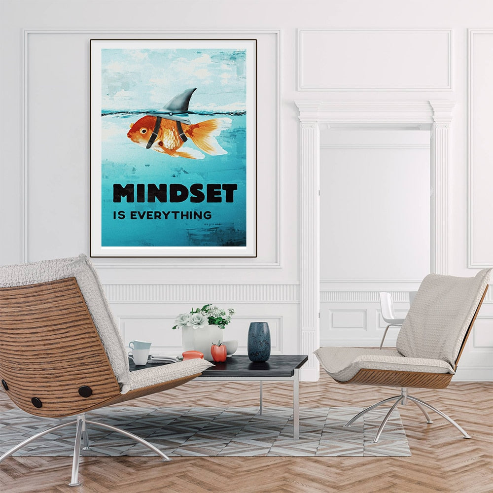 Mindset Is Everything Motivational Shark Fish Canvas