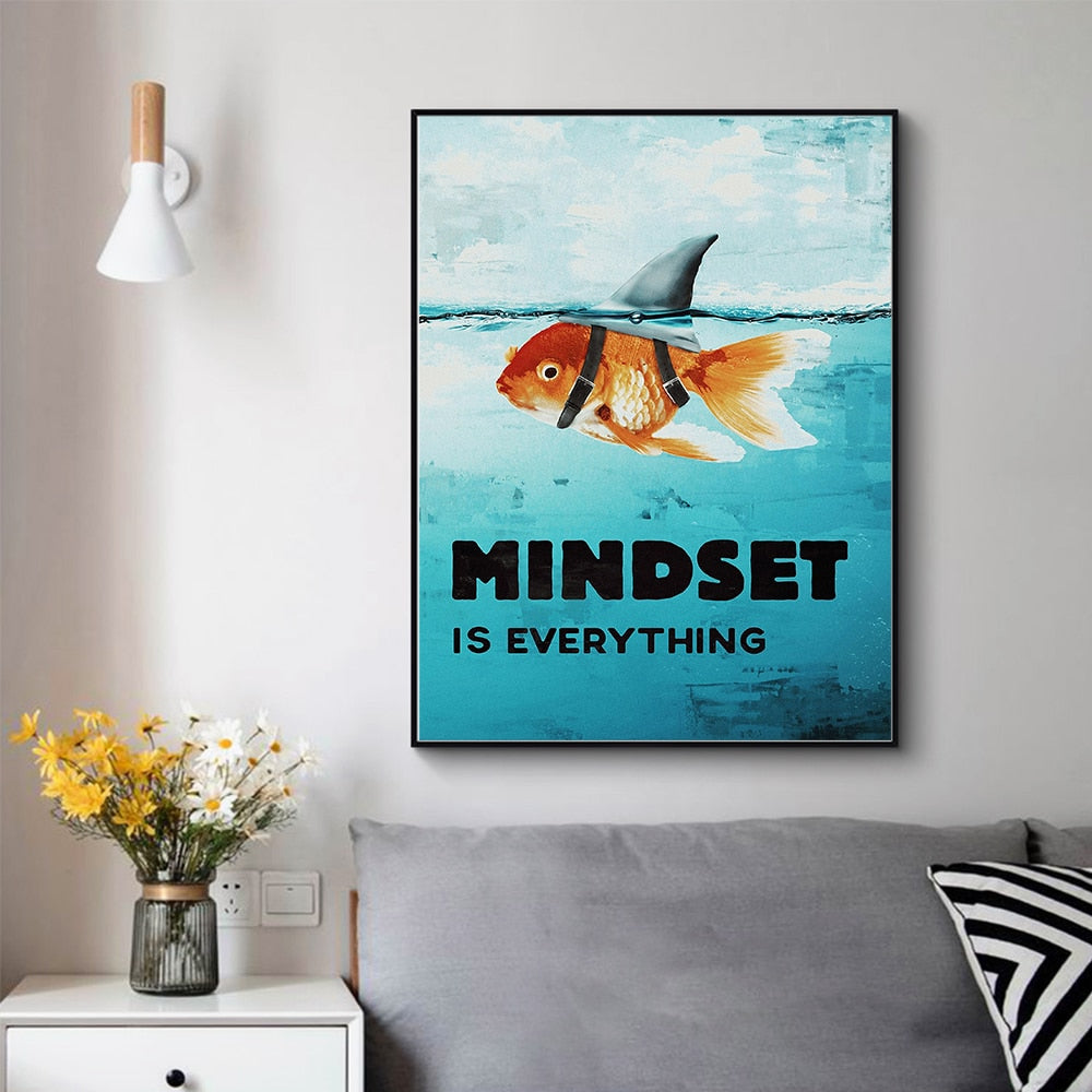 Mindset Is Everything Motivational Shark Fish Canvas