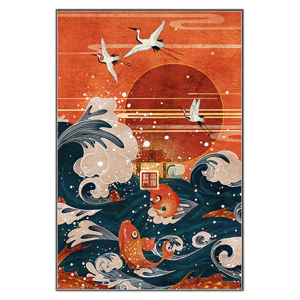 Japanese Red Crane Art