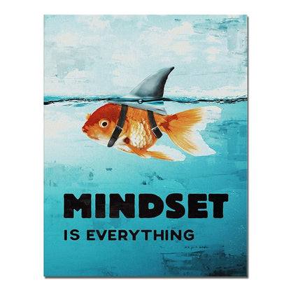 Mindset Is Everything Motivational Shark Fish Canvas