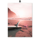 Pink Sunset Beach Coconut Tree Surfboard Wall Art