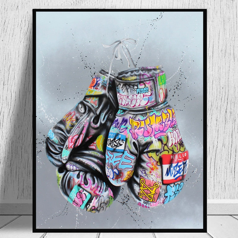 Graffiti boxing gloves.