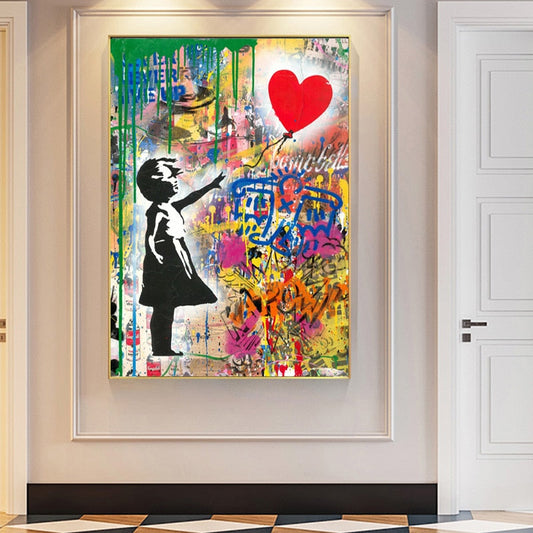 Girl with balloon street print