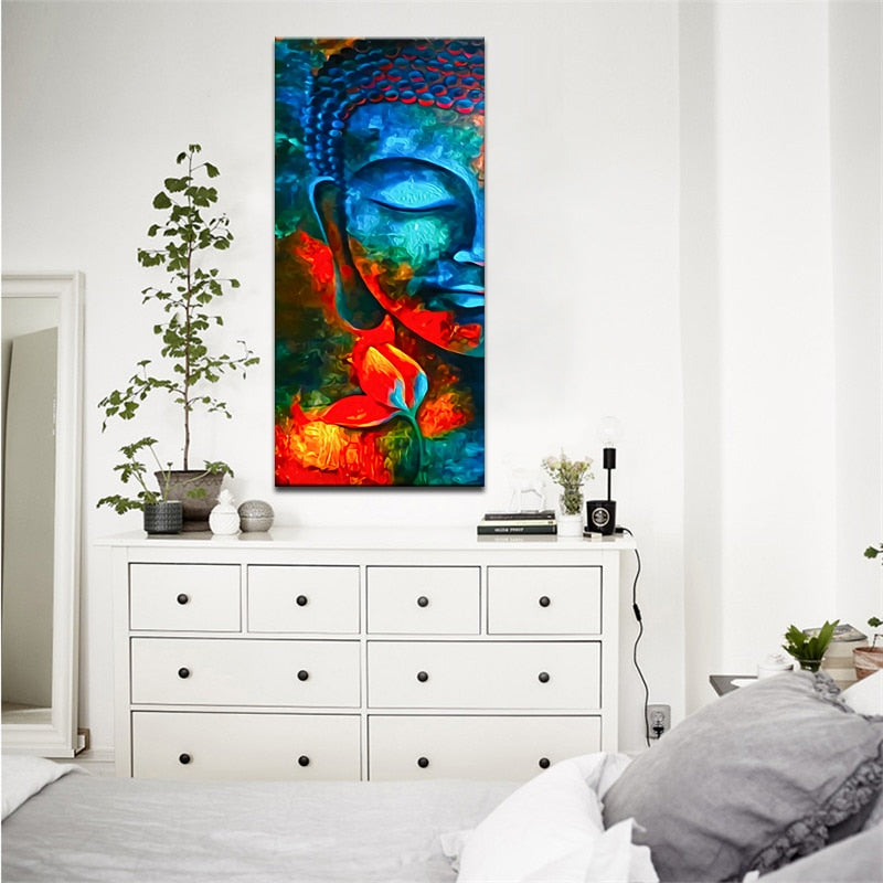 Rainbow buddha canvas print