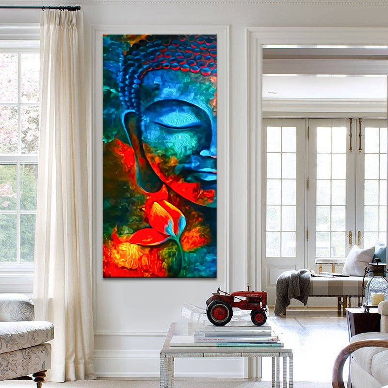 Rainbow buddha canvas print